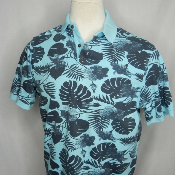 7 Diamonds Men's Blue Maxwell Tropical Print Polo - Picture 3 of 8
